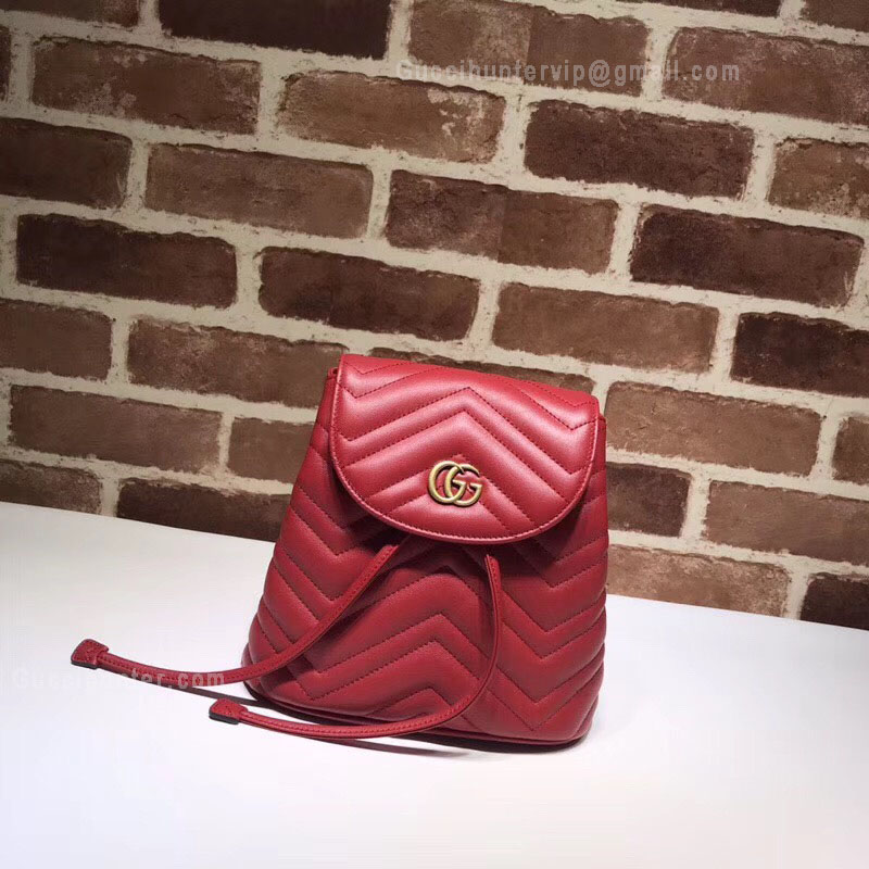 Gucci GG Marmont Matelassé Backpack Red 528129